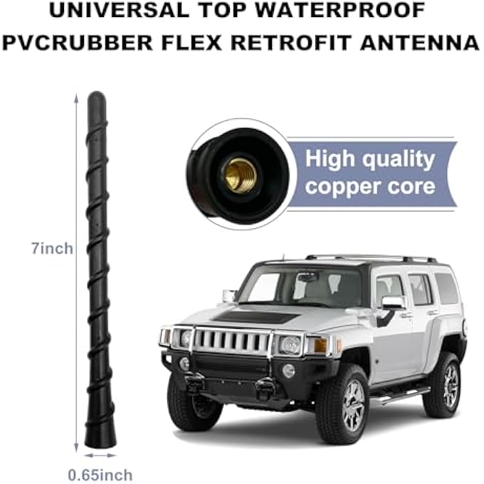 rayihni Car Spiral Antenna, 7 Inch Flexible Rubber Retrofit Antenna with Screw Adapters, Waterproof Non-Slip Car Toppers Antenna Replacement for Trucks Cars SUVs, Exterior Car Accessories - Image 2