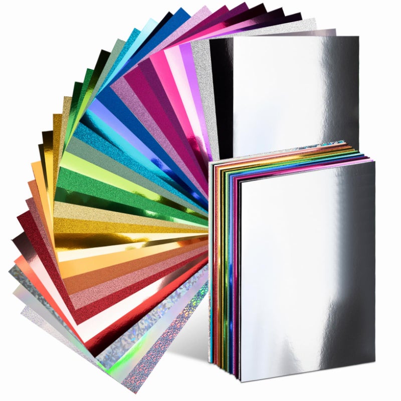 Nitelemn 30 Pack Metallic Glitter Cardstock Paper Sheets, 8" x 12" Color Foil Mirror Shimmering Paper 250gsm/92lb For Arts and Crafts, Decorative, Weddings & Birthdays Invitations, Scrapbook Supplies - Image 1