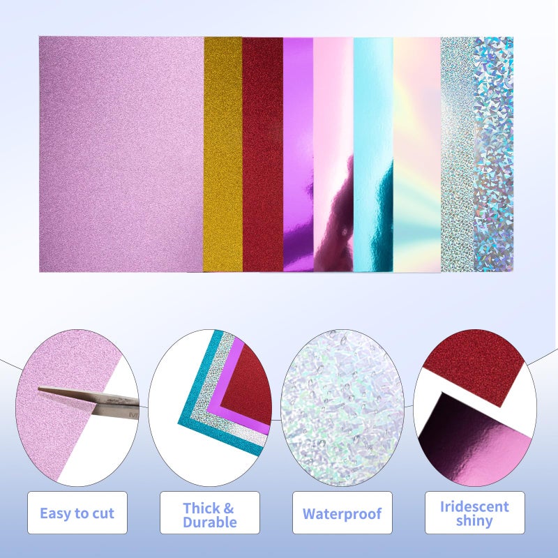 Nitelemn 30 Pack Metallic Glitter Cardstock Paper Sheets, 8" x 12" Color Foil Mirror Shimmering Paper 250gsm/92lb For Arts and Crafts, Decorative, Weddings & Birthdays Invitations, Scrapbook Supplies - Image 4