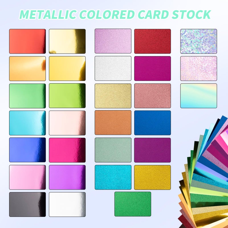 Nitelemn 30 Pack Metallic Glitter Cardstock Paper Sheets, 8" x 12" Color Foil Mirror Shimmering Paper 250gsm/92lb For Arts and Crafts, Decorative, Weddings & Birthdays Invitations, Scrapbook Supplies - Image 3