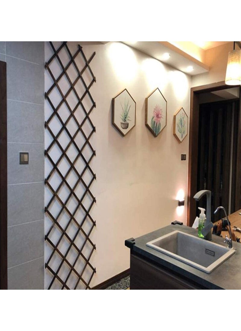 LINGWEI Wooden Trellis Fence Wall Hanging Wooden Lattice Fence Brown 156x75cm  - Image 1