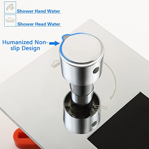 SKOWLL SKWOLL Shower Faucet Set Polished Chrome, Wall Mount 12 Inch Rainfall Shower Head with Handheld, 2 Function Shower Mixer Valve Kit Digital Display Included - Image 4