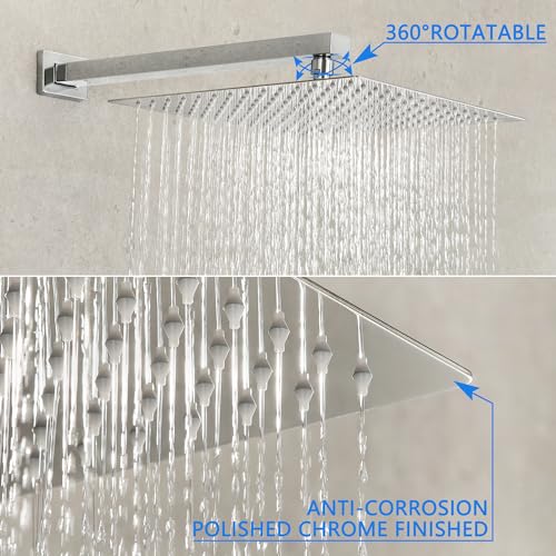 SKOWLL SKWOLL Shower Faucet Set Polished Chrome, Wall Mount 12 Inch Rainfall Shower Head with Handheld, 2 Function Shower Mixer Valve Kit Digital Display Included - Image 5