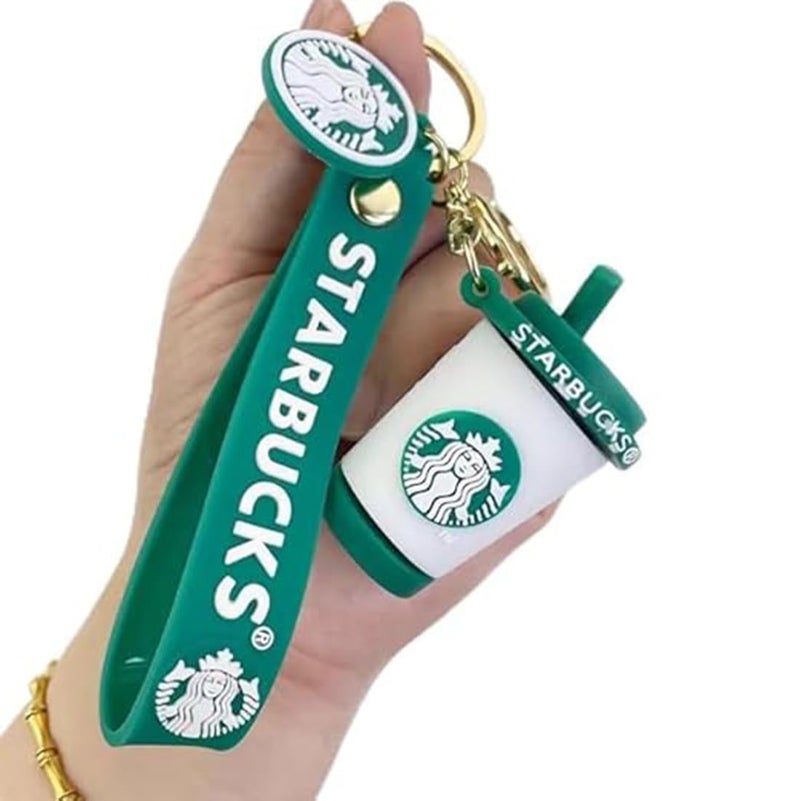 FowWelt Cartoon Characters Keychain for Girls & Boys – Cute Silicone Keyring Accessories | Key Purse, Backpack, Car Charm | Fun Anime Style Kids Gift | Lightweight & Durable (Starbucks White Cup) - Image 4