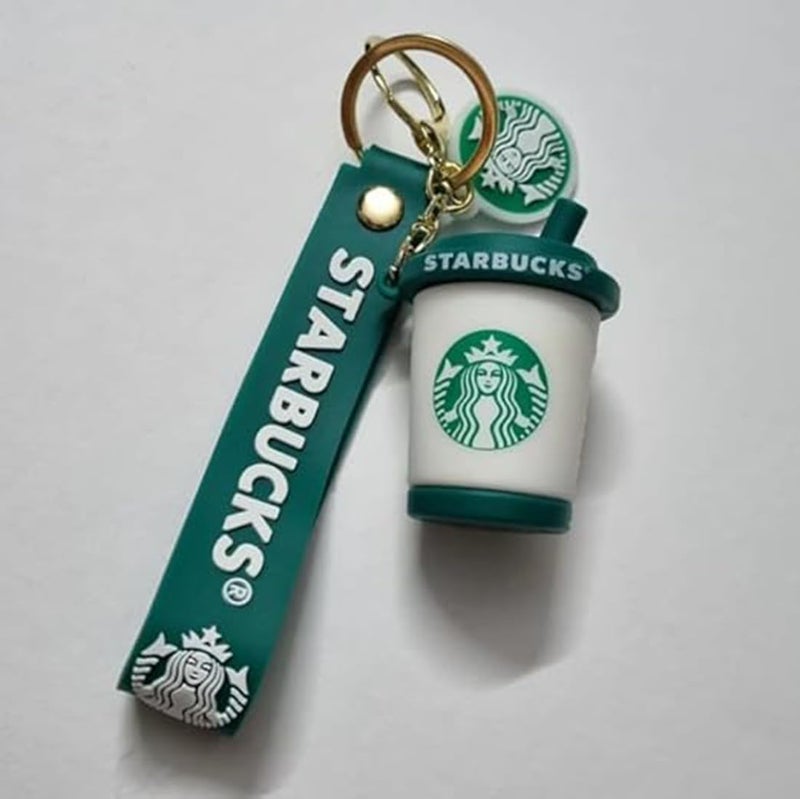FowWelt Cartoon Characters Keychain for Girls & Boys – Cute Silicone Keyring Accessories | Key Purse, Backpack, Car Charm | Fun Anime Style Kids Gift | Lightweight & Durable (Starbucks White Cup) - Image 5