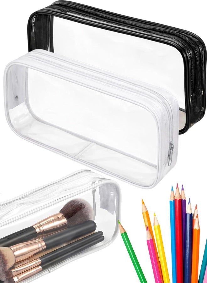 2Pcs Waterproof Clear Zipper Mini Makeup Bags Travel Cosmetic Storage Pouch - Image 1