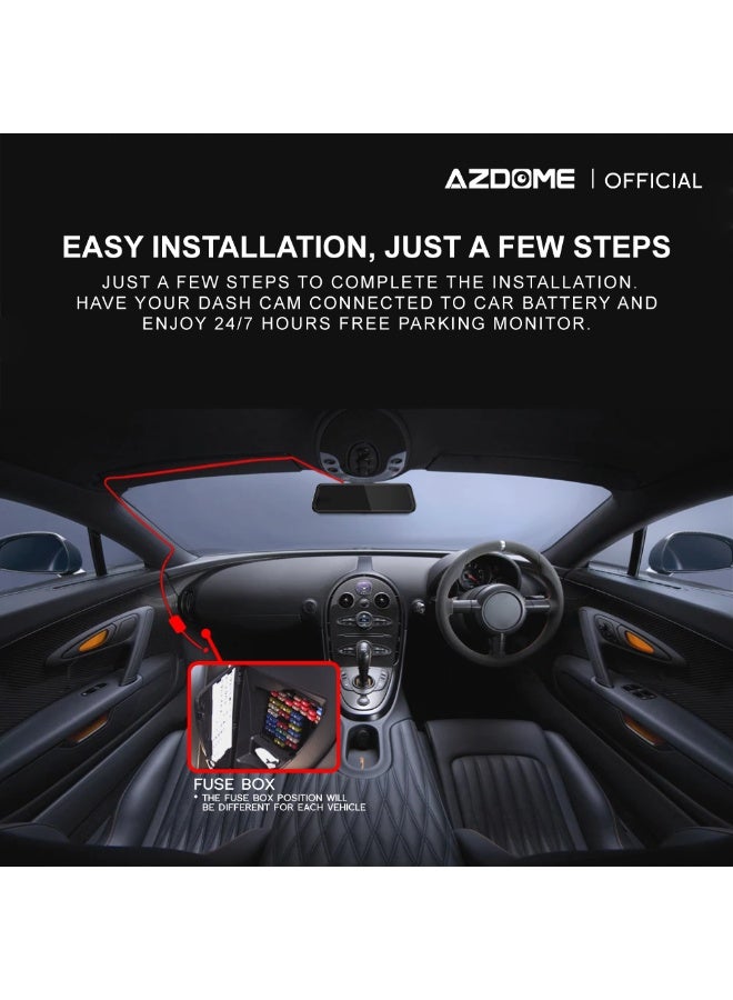 AZDOME HT03 Hardwire Kit, Type-C USB Port, 24H Parking Monitor Cable with Fuse, Convert 12V-24V to Output 5V/2.5A Max, Compatible with Most Dash Cam Available with a Type-C USB Port, Low Voltage Protection - Image 2