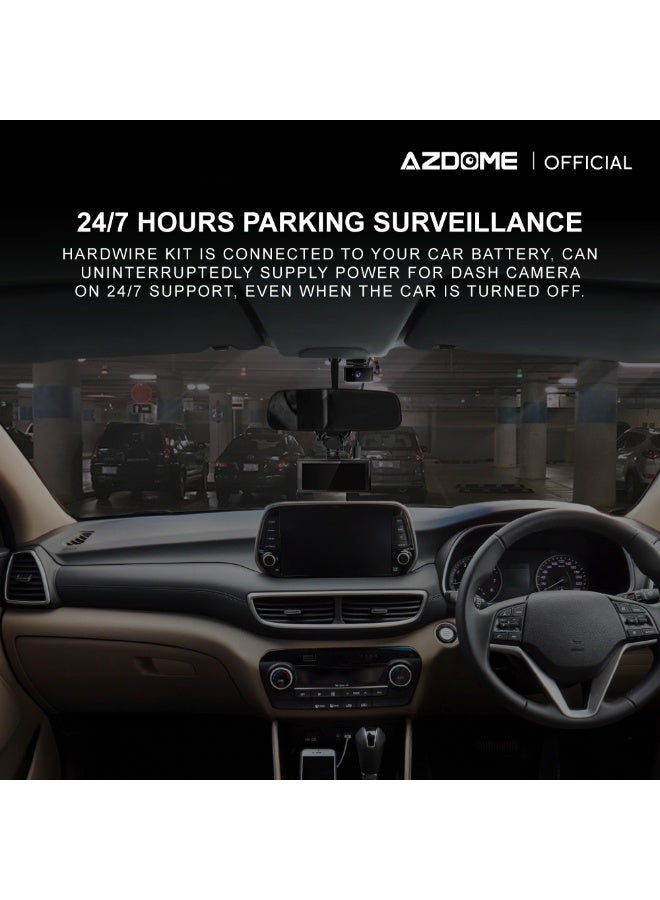 AZDOME HT03 Hardwire Kit, Type-C USB Port, 24H Parking Monitor Cable with Fuse, Convert 12V-24V to Output 5V/2.5A Max, Compatible with Most Dash Cam Available with a Type-C USB Port, Low Voltage Protection - Image 3