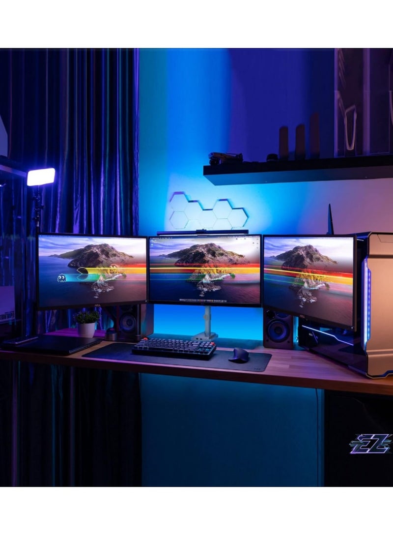 ELTRAZONE Ergonomic Triple Monitor Mount – Height Adjustable, USB/Audio Integration, Supports 24”-32” Displays for Office and Gaming Setups  - Image 2