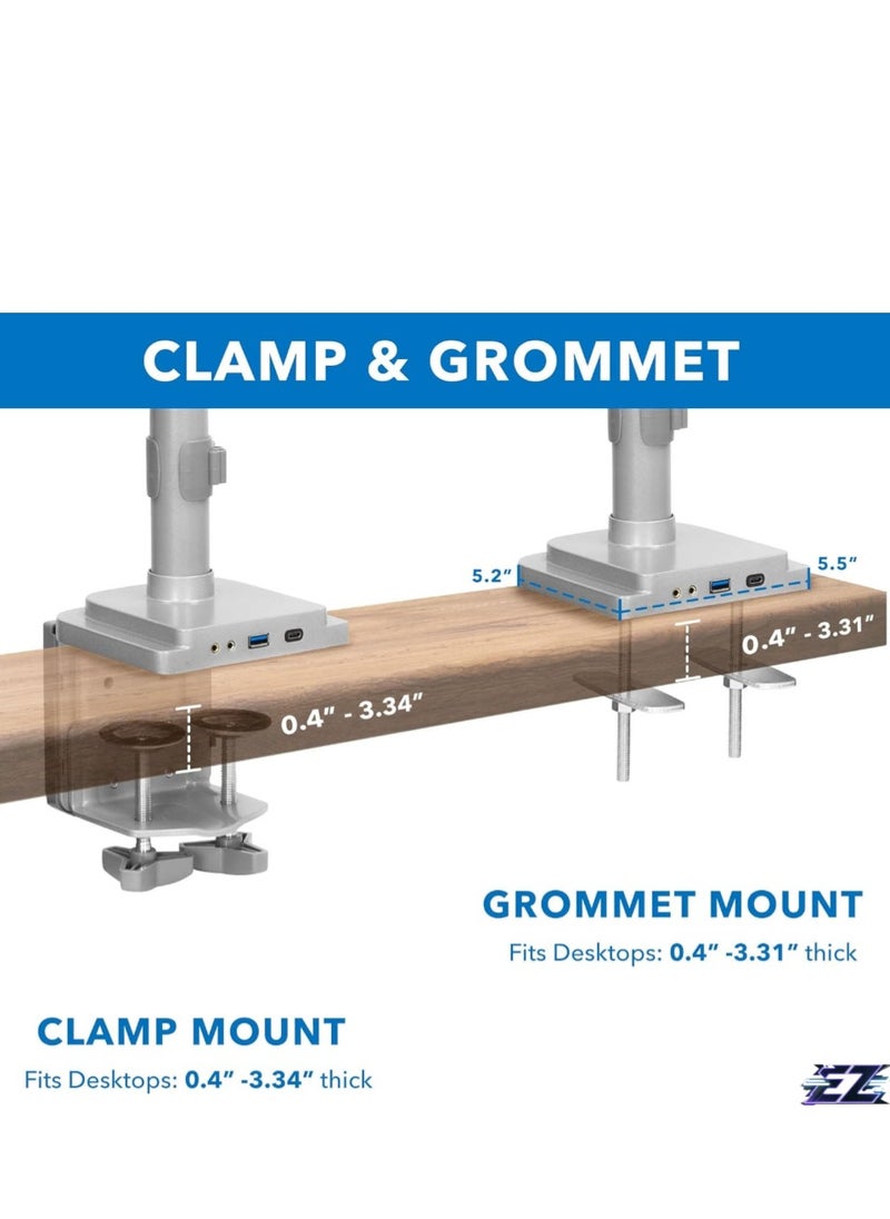 ELTRAZONE Ergonomic Triple Monitor Mount – Height Adjustable, USB/Audio Integration, Supports 24”-32” Displays for Office and Gaming Setups  - Image 5