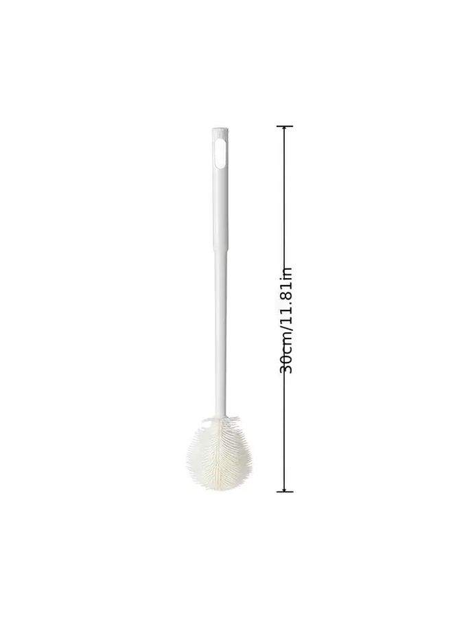 White Long Handle Bottle Cleaning Brush With Soft Bristles For Sports Bottles Glassware Cups - Image 2