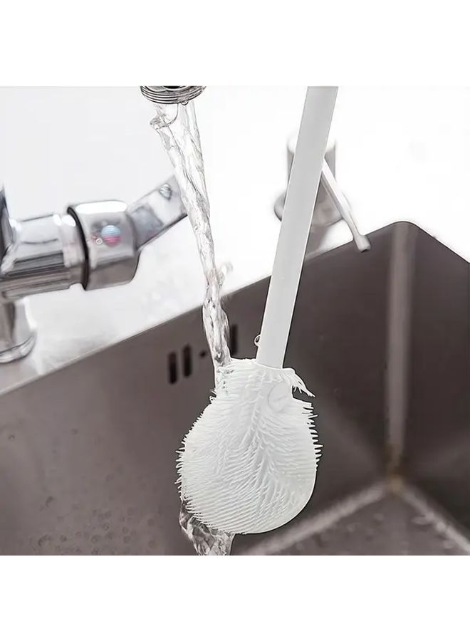 White Long Handle Bottle Cleaning Brush With Soft Bristles For Sports Bottles Glassware Cups - Image 1
