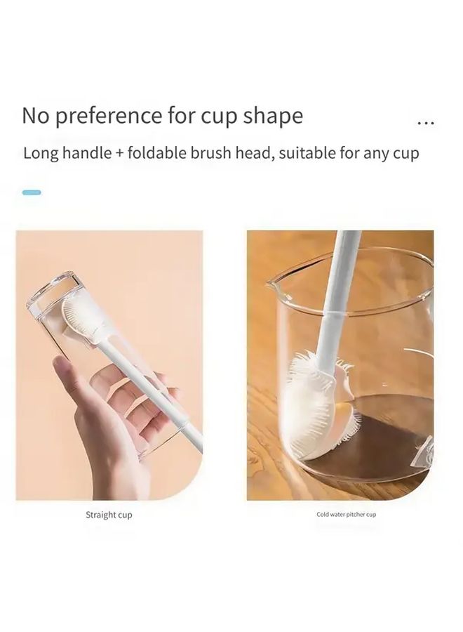 White Long Handle Bottle Cleaning Brush With Soft Bristles For Sports Bottles Glassware Cups - Image 3