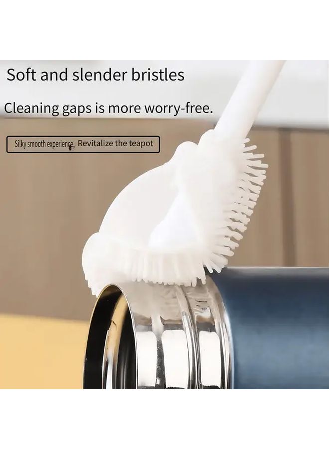 White Long Handle Bottle Cleaning Brush With Soft Bristles For Sports Bottles Glassware Cups - Image 4