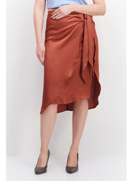 promod Women Plain Half Long Length Skirt, Brown  - Image 1
