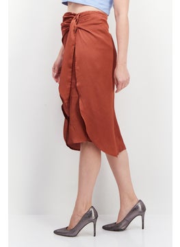 promod Women Plain Half Long Length Skirt, Brown  - Image 3