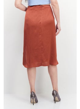 promod Women Plain Half Long Length Skirt, Brown  - Image 4
