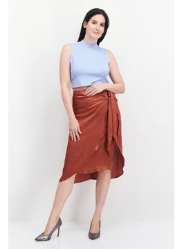 promod Women Plain Half Long Length Skirt, Brown  - Image 2