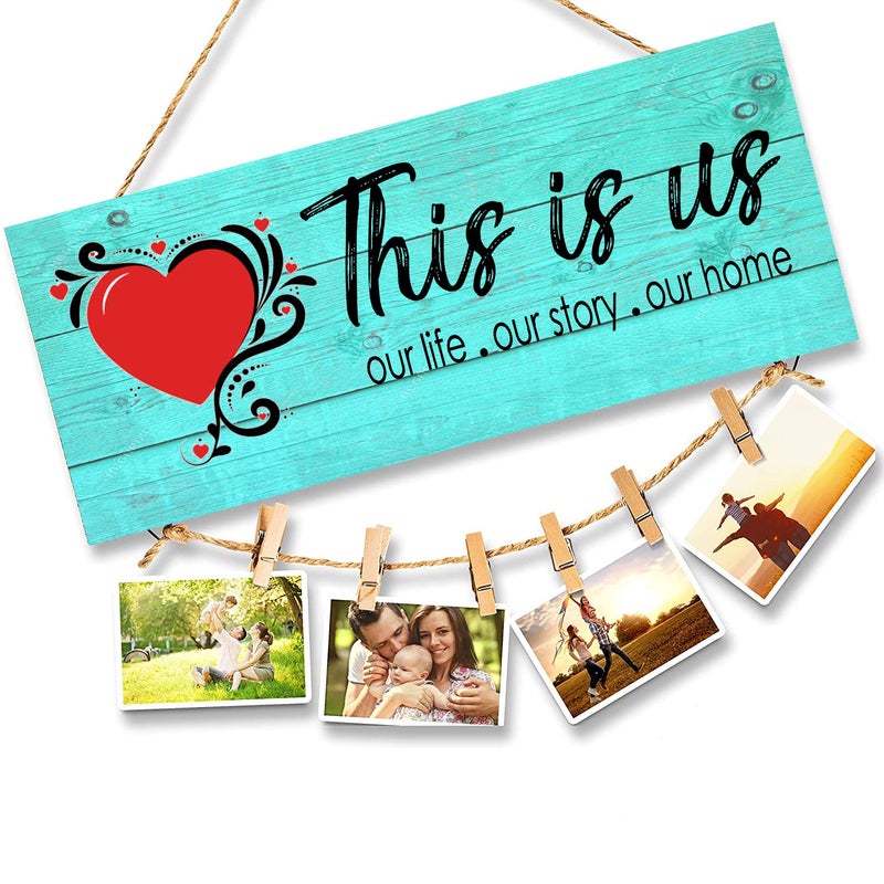 Go Hooked Go Hoooked Home Decor New Home Gifts This Is Us Home Sign for Rustic Farmhouse Wall Living Room with Clips and Twine for Picture Hanging Gifts for Housewarming New Homeowners  - Image 1