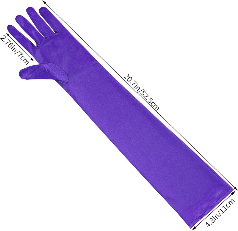 Wobe Long Opera Party 20s Satin Gloves Stretchy Adult Size Elbow Length Wedding - Image 2