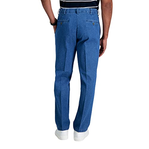 Haggar mens Casual Classic Fit Denim Trouser Pant - Regular and Big & Tall Sizes jeans, Muted Stonewash, 40W x 30L US - Image 2