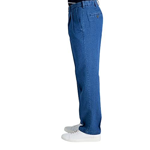 Haggar mens Casual Classic Fit Denim Trouser Pant - Regular and Big & Tall Sizes jeans, Muted Stonewash, 40W x 30L US - Image 3