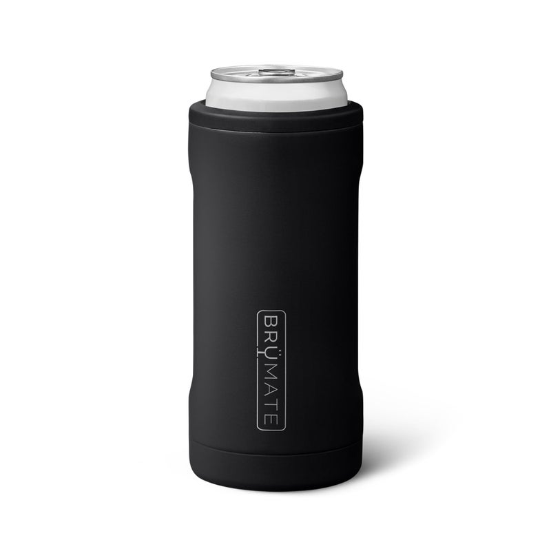 BrÃ¼Mate BrMate Hopsulator Slim Can Cooler Insulated for 12oz Slim Cans | Skinny Can Insulated Stainless Steel Drink Holder for Hard Seltzer  Beer  Soda  and Energy Drinks (Matte Black) - Image 1