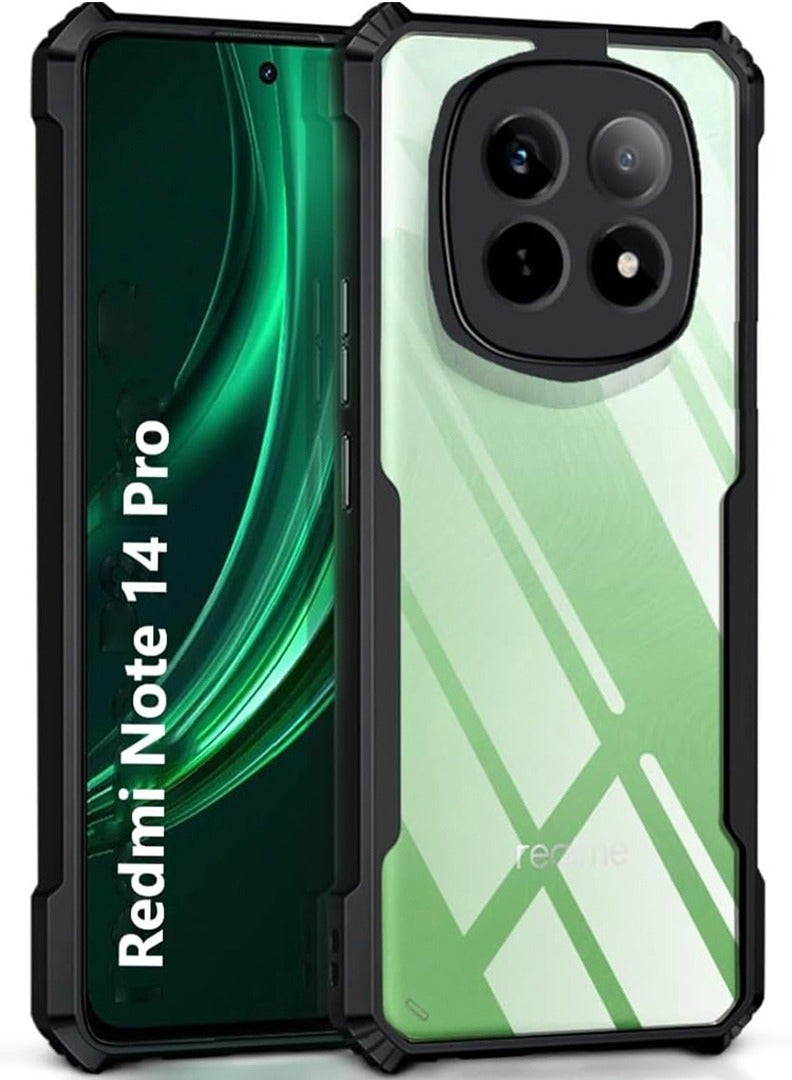 Case Up Case For Xiaomi Redmi Note 14 Pro Crystal Clear Tactical Back Cover Case With 360 Degree Protection, Shockproof Bumper Protective Phone Cover, Anti-Scratch Hard PC Back (Clear) - Image 1