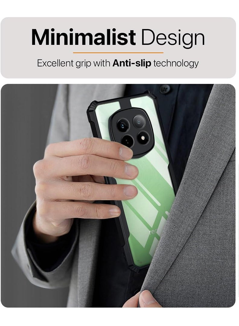 Case Up Case For Xiaomi Redmi Note 14 Pro Crystal Clear Tactical Back Cover Case With 360 Degree Protection, Shockproof Bumper Protective Phone Cover, Anti-Scratch Hard PC Back (Clear) - Image 3