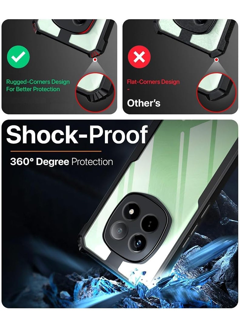 Case Up Case For Xiaomi Redmi Note 14 Pro Crystal Clear Tactical Back Cover Case With 360 Degree Protection, Shockproof Bumper Protective Phone Cover, Anti-Scratch Hard PC Back (Clear) - Image 2