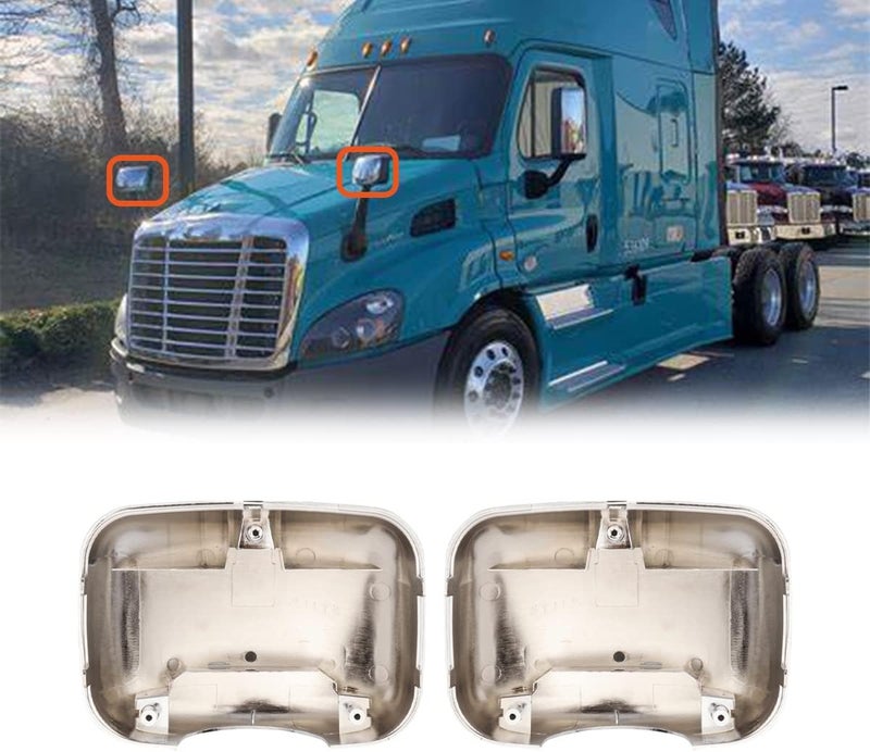 High Soar Chrome Hood Mirror Cover Pair for Freightliner Cascadia 2008-2017 - Image 3