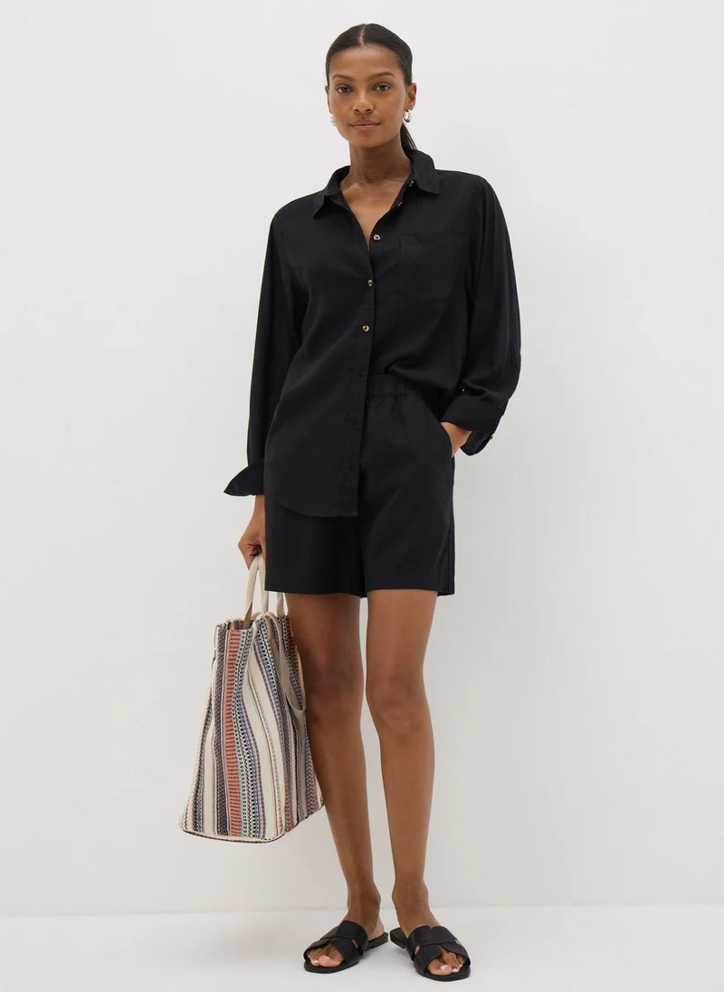 Matalan Black Linen Blend Shorts