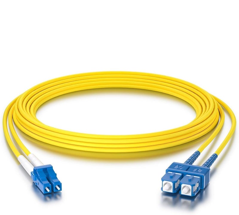 ipolex OS2 SC to LC Fiber Patch Cable Single Mode Duplex - 3m (10ft) - 10Gb/Gigabit Fiber Optic Cable Cord Jumper- LSZH 9/125μm, SMF, Yellow - Image 2