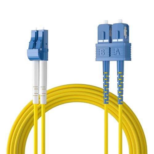 ipolex OS2 SC to LC Fiber Patch Cable Single Mode Duplex - 3m (10ft) - 10Gb/Gigabit Fiber Optic Cable Cord Jumper- LSZH 9/125μm, SMF, Yellow - Image 1