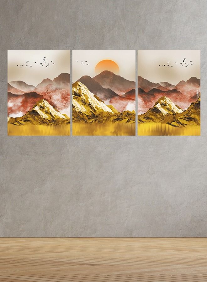 ماركتنا لوحة جدارية فنية لتزين الحائط بتصميم طبيعة، ثلاث قطع ،مقاس120X60سم - Image 1