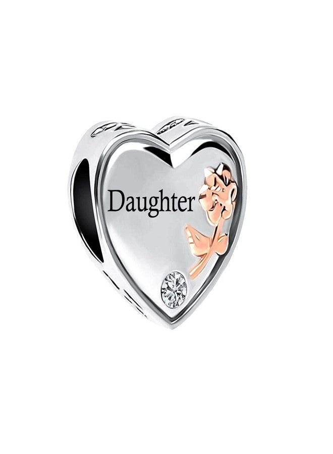 KunBead Daughter I Love You Heart Rose Flower Birthday Jewelry Bead Charms Compatible with Pandora Charm Bracelets Gifts from Mom Daughter - Image 2