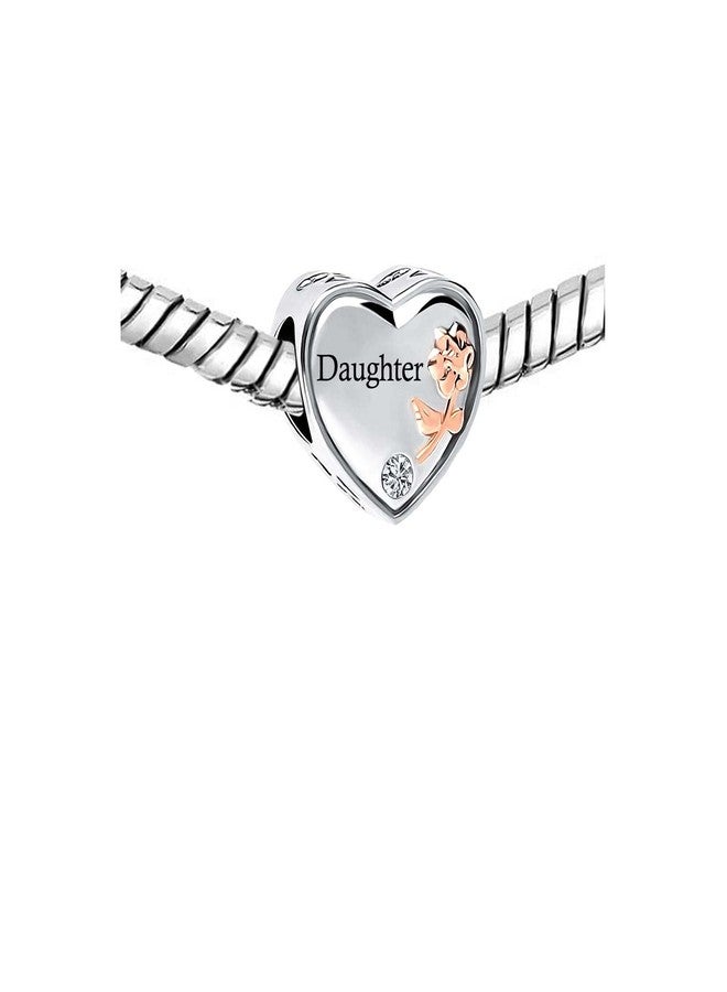 KunBead Daughter I Love You Heart Rose Flower Birthday Jewelry Bead Charms Compatible with Pandora Charm Bracelets Gifts from Mom Daughter - Image 4