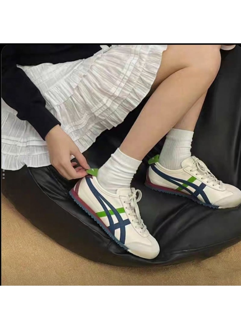 Onitsuka Tiger Men and Women Mexico 66 Shoes Athlesiure/Colorblock Sneakers Beige/Blue/Green - Image 4