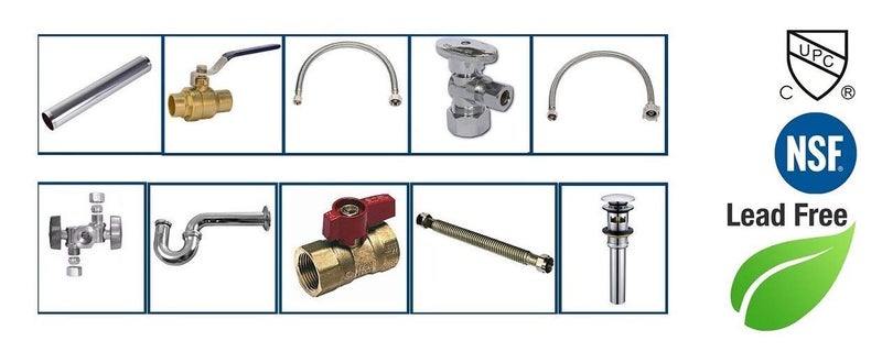 EZ-Fluid 1/2" FIP Female Iron Pipe X 1/4"Comp X 3/8"Comp 1/4 Turn Double Handles Dual Outlet LF Brass Angle Stop Valve Water Shut Off Ball Valve For Water Pipes,Faucet,Toilet Valve,Icemaker,Filter(1) - Image 5