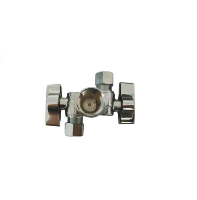 EZ-Fluid 1/2" FIP Female Iron Pipe X 1/4"Comp X 3/8"Comp 1/4 Turn Double Handles Dual Outlet LF Brass Angle Stop Valve Water Shut Off Ball Valve For Water Pipes,Faucet,Toilet Valve,Icemaker,Filter(1) - Image 1
