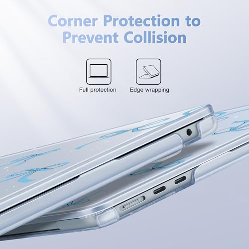 May Chen Case for MacBook Air 13136inch M5M4M3M2 20222026 Models A3449 A3240 A3113 A2681 Lightweigth Closes Seamlessly Ideal for Work Print Shell Case Blue Bows - Image 3