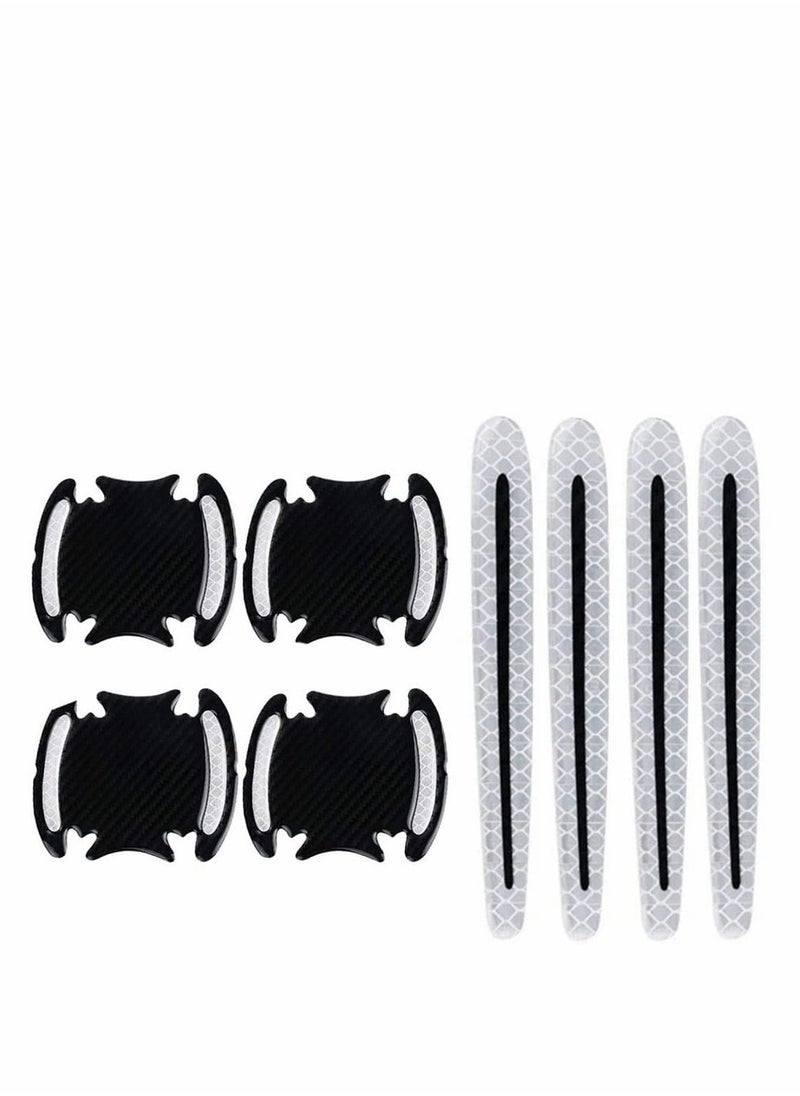 Excefore Car Door Handle Reflective Stickers Universal Auto Door Handle Scratch Cover Guard Protective Film Pad with Safety Reflective Strips 8 Pack  - Image 1