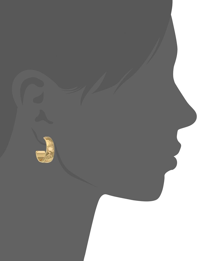 NINE WEST Women's Polished Gold Tone Hammered Hoop Earrings - Image 5