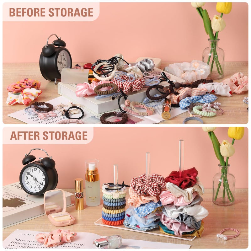 Suneerplay 3-Tiers Scrunchie Holder Stand, Acrylic Hair Ties Organizer, Clear HairBands Tower, HairElastics Storage, Hairs Accessories Organizer, Scrunchie Display for Women and Girls - Image 4