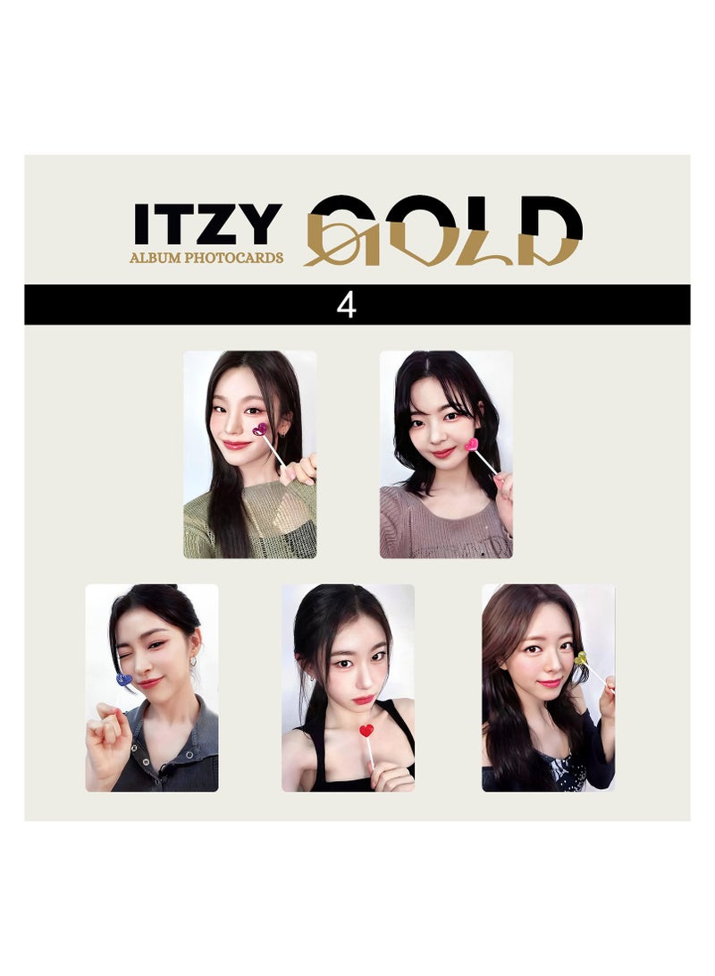 NIBEMINENT 5 Pcs Kpop ITZY GOLD Lomo Cards Card For Fans Collection Gifts