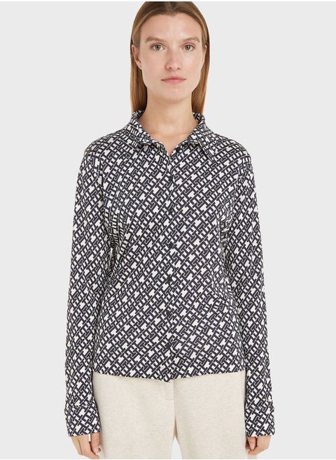 Printed Button Down Sweater
