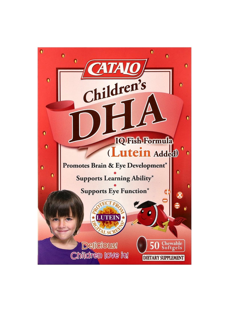 Children's DHA IQ Fish Formula, Lutein Added, Strawberry, 50 Chewable Softgels