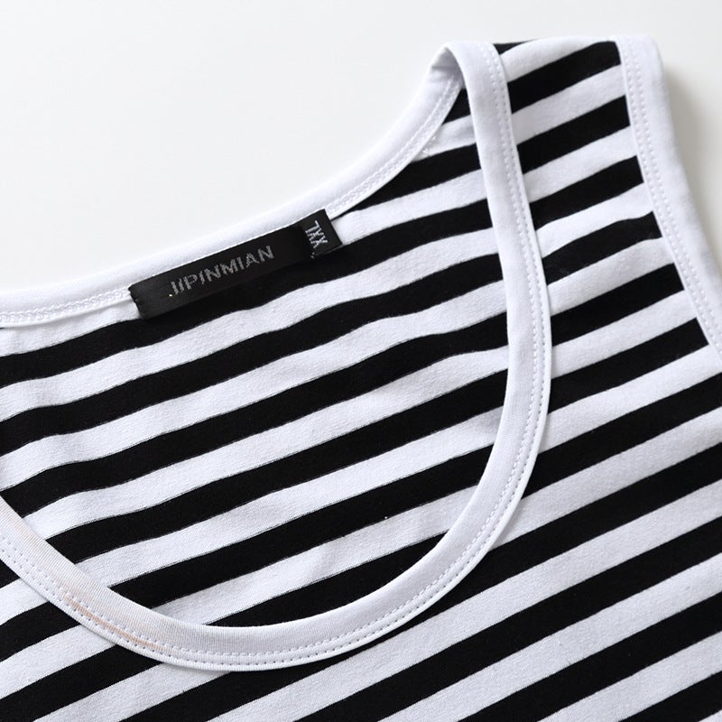 Selling Personalized Striped Vest For Men, Elastic Tight-Fitting Sports Sweat-Absorbent Outer Wear, Summer Trendy Cheap Price - Image 4