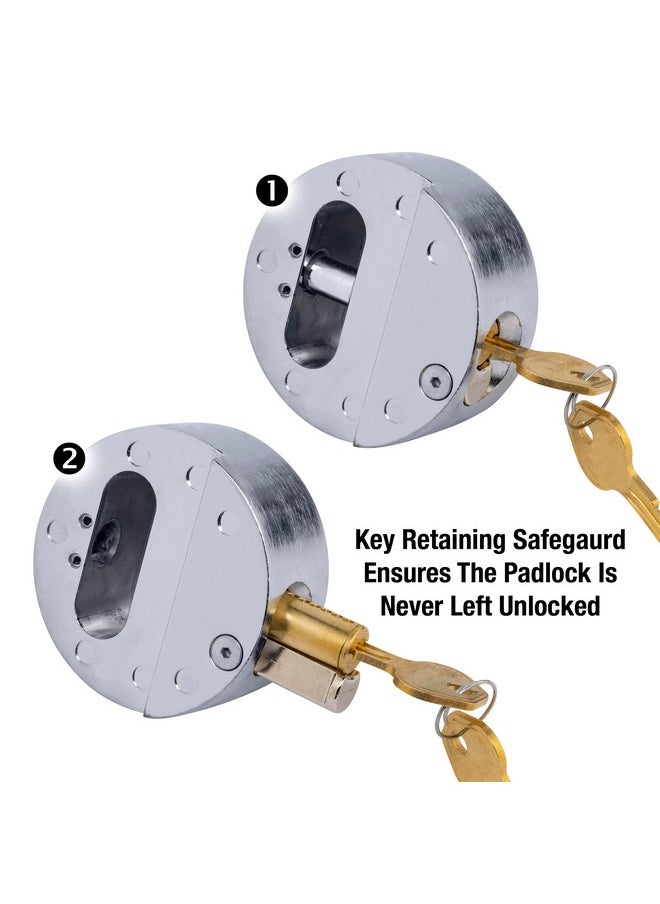 Master Lock Master Lock Chrome Puck Lock, Heavy Duty Hidden Shackle Lock and Hasp, Solid Steel Lock for Trucks, Trailers, or Vans, M736XKAD  - Image 5