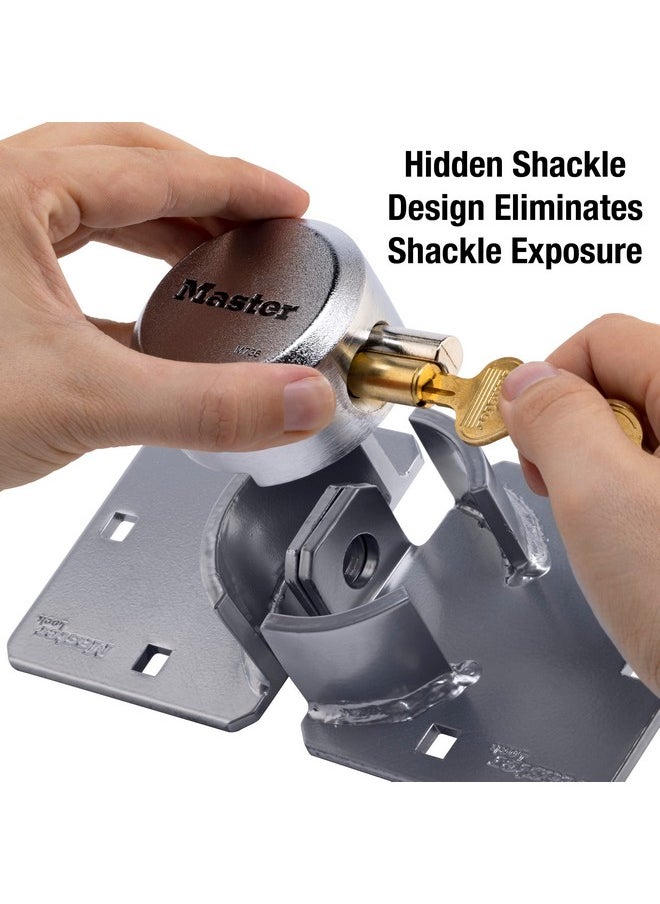 Master Lock Master Lock Chrome Puck Lock, Heavy Duty Hidden Shackle Lock and Hasp, Solid Steel Lock for Trucks, Trailers, or Vans, M736XKAD  - Image 4